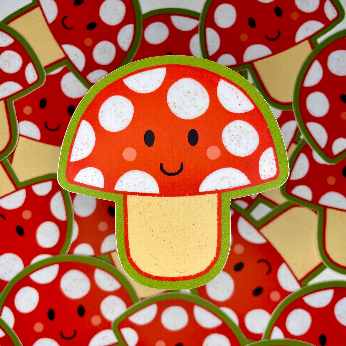 Smiley Mushroom Sticker - Matte Vinyl Sticker