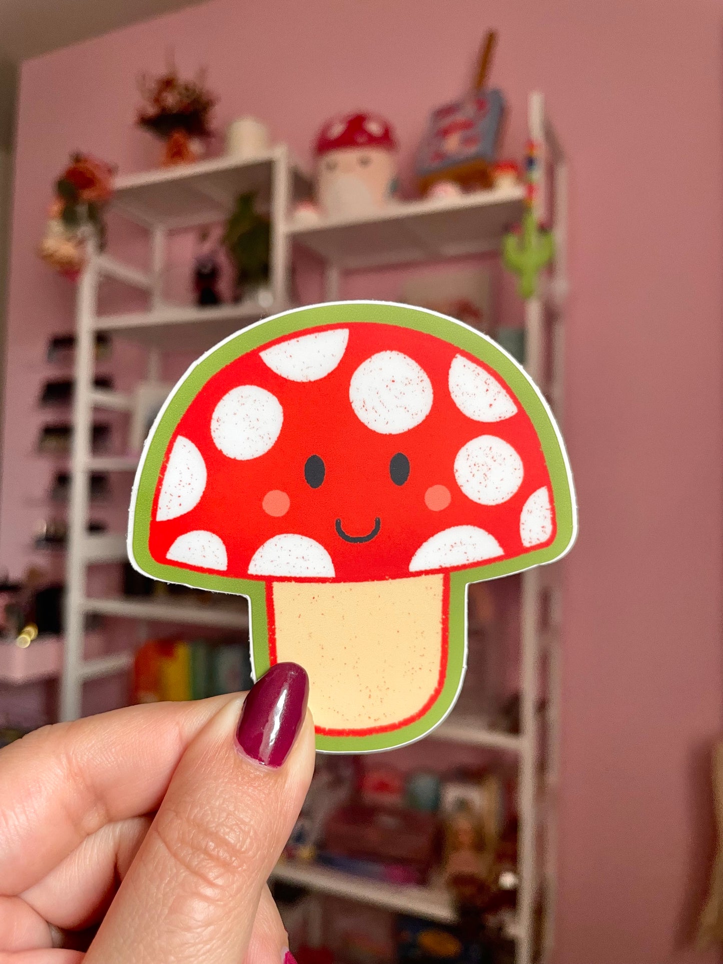 Smiley Mushroom Sticker - Matte Vinyl Sticker