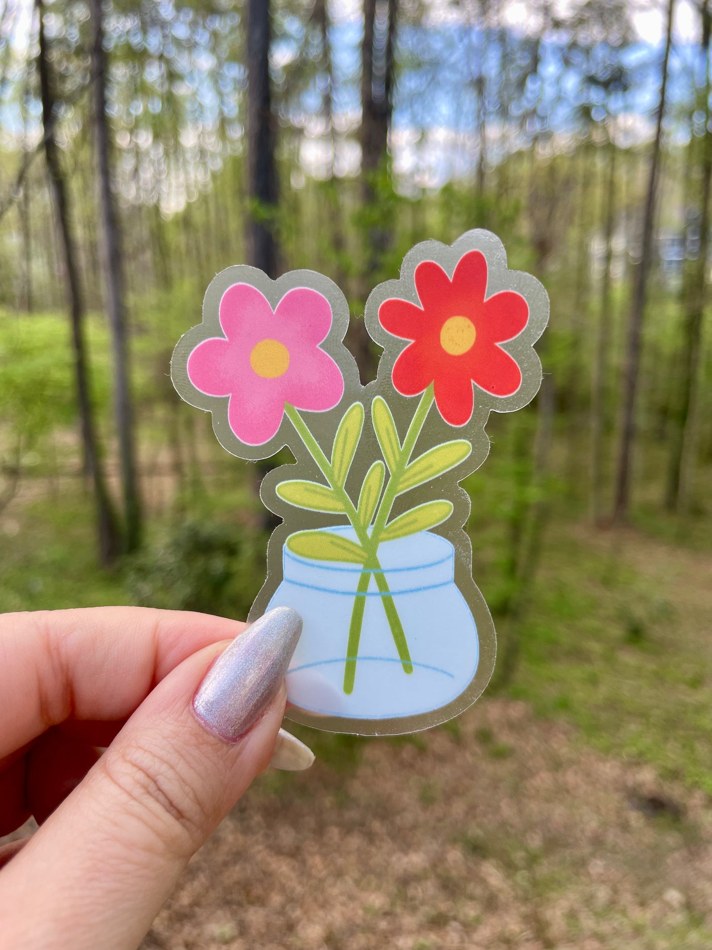 Transparent Flower Sticker - Matte Vinyl Sticker