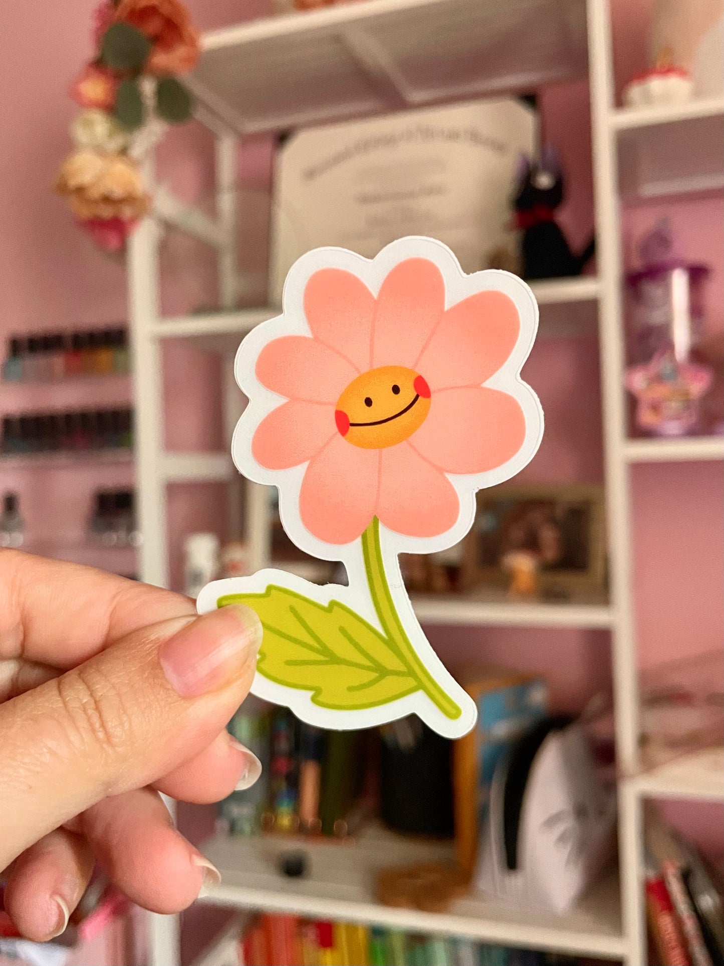 Happy Flower - Transparent Vinyl Sticker
