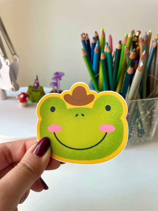 Cowboy Frog Sticker - Matte Vinyl Sticker