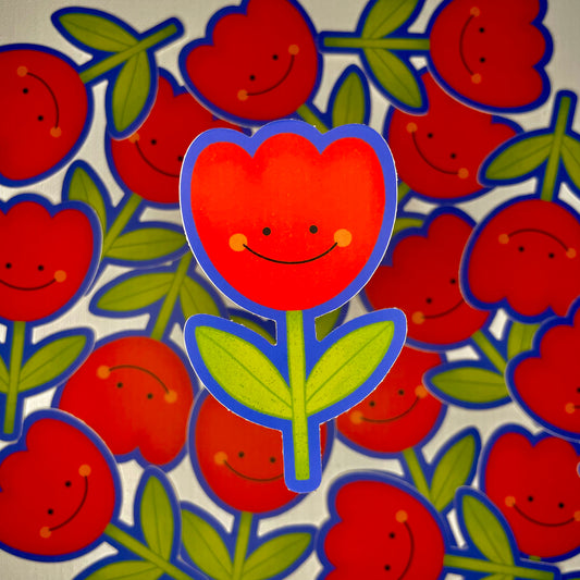 Happy Tulip - Matte Vinyl Sticker