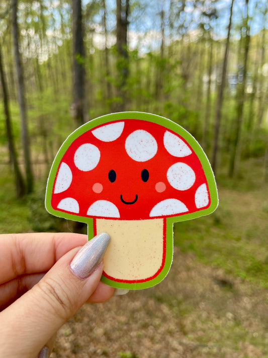 Smiley Mushroom Sticker - Matte Vinyl Sticker