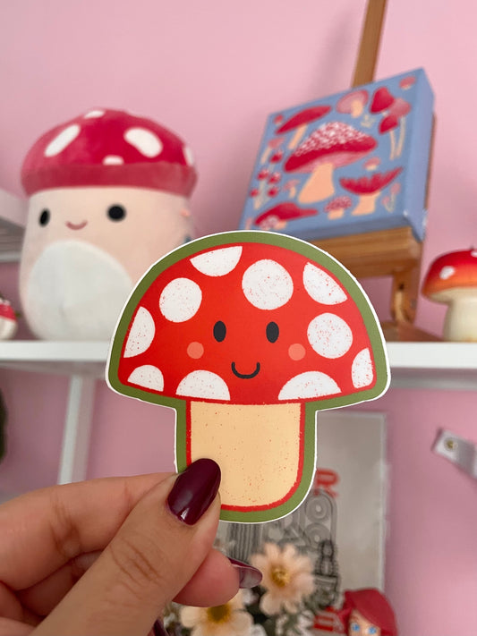 Smiley Mushroom Sticker - Matte Vinyl Sticker