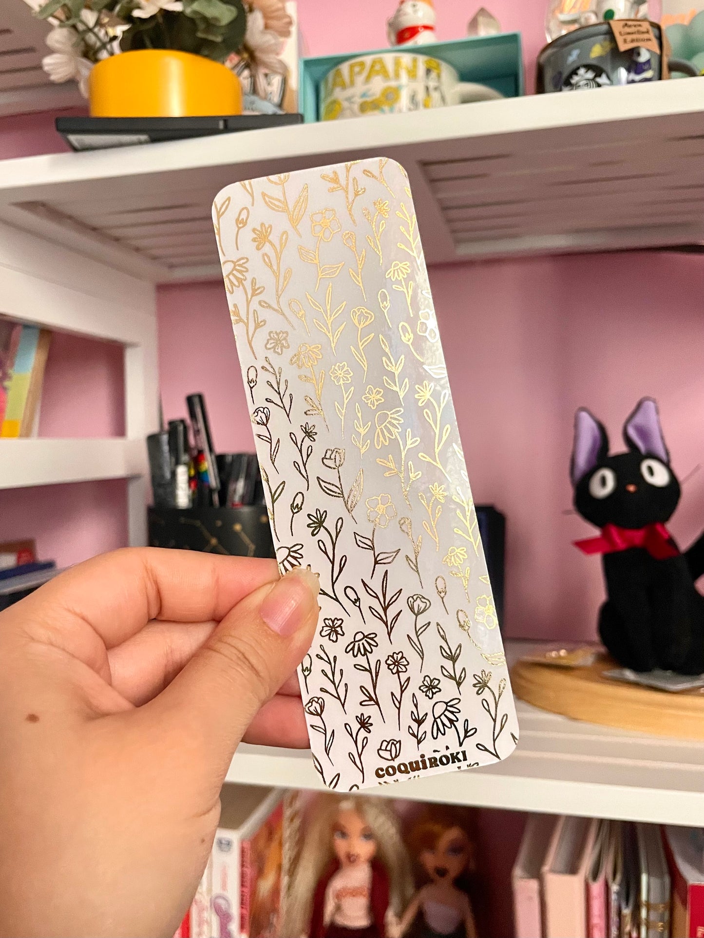 Gold Foil Flowers - Bookmark