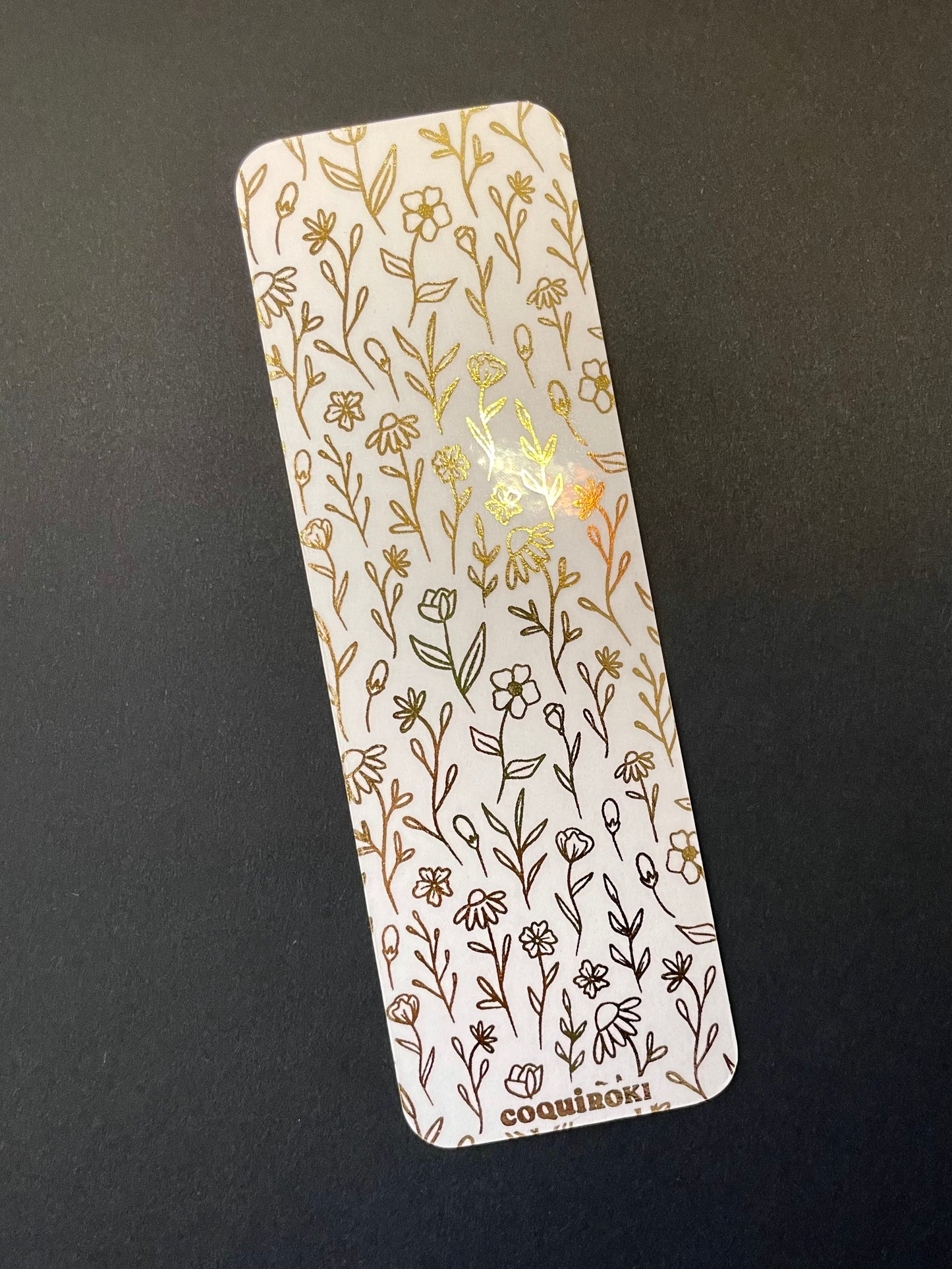 Gold Foil Flowers - Bookmark