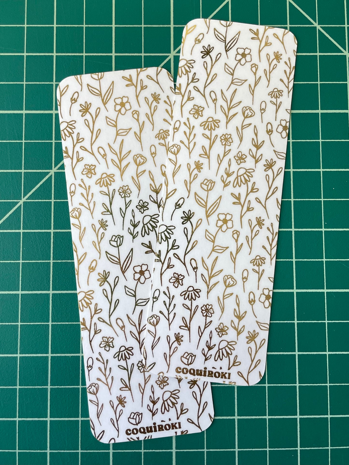Gold Foil Flowers - Bookmark