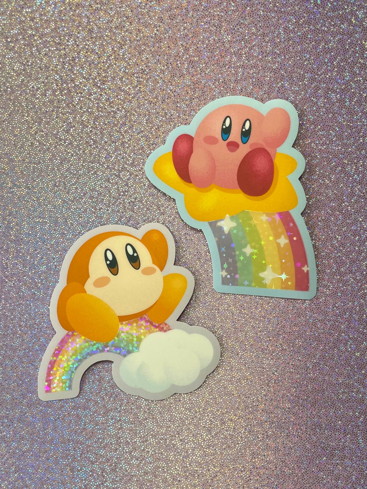 Kirby Sticker - Matte Sticker with Holographic Lam