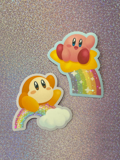 Kirby Sticker - Matte Sticker with Holographic Lam